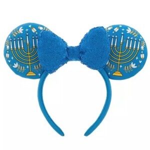 NWT Disney Blue Hanukkah Light up Minnie Mickey Ears Headband